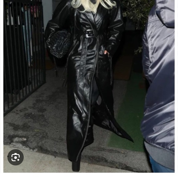 Retrofete Women's Black Leather Trench Coat